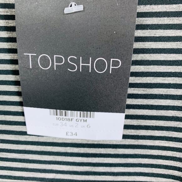 Topshop Black Taupe Stripe BodyCon Dress Medium - Picture 10 of 10